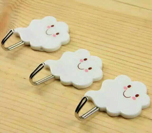 Nm158 Gantungan Handuk Baju Hook Tempel Dinding Dekorasi Awan Serbaguna Set 3in1