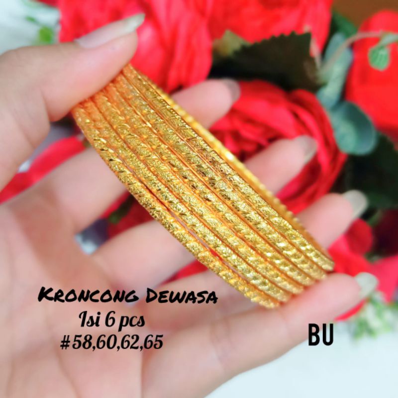 Kroncong Dewasa set 6pcs variasi ukuran,emas Hongkong tidak karat *COD*