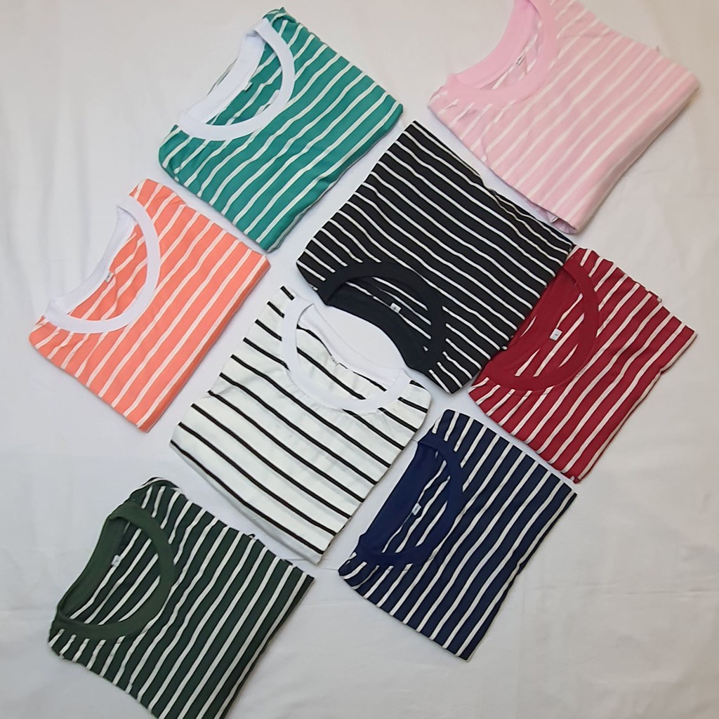 FORTGLASS Kaos Pria Striple Salur Soft Katun Kaos Polos STRIPE Baju Polos Salur Garis Garis