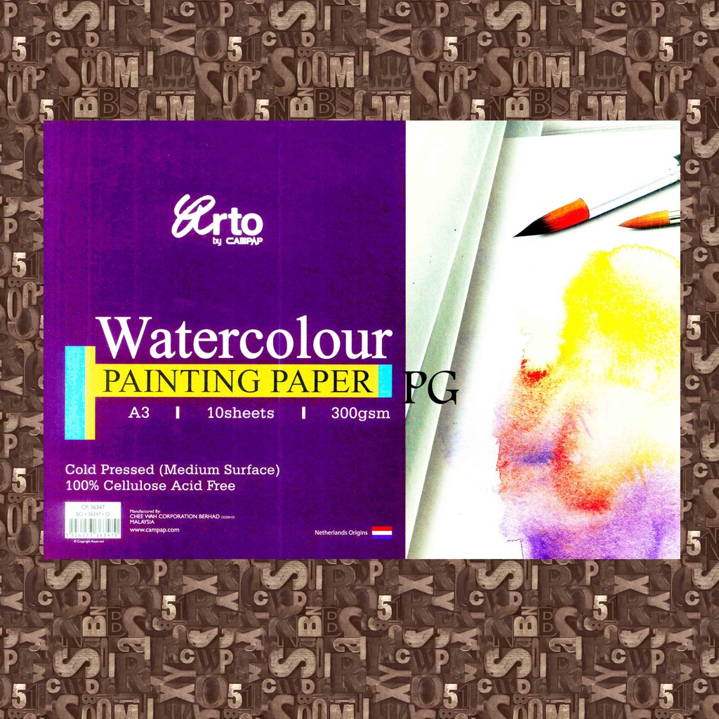 

Arto Cellulose A3 300Gsm Watercolour Painting Paper Kertas Gambar Media Cat Air 300 gsm 10 Lembar