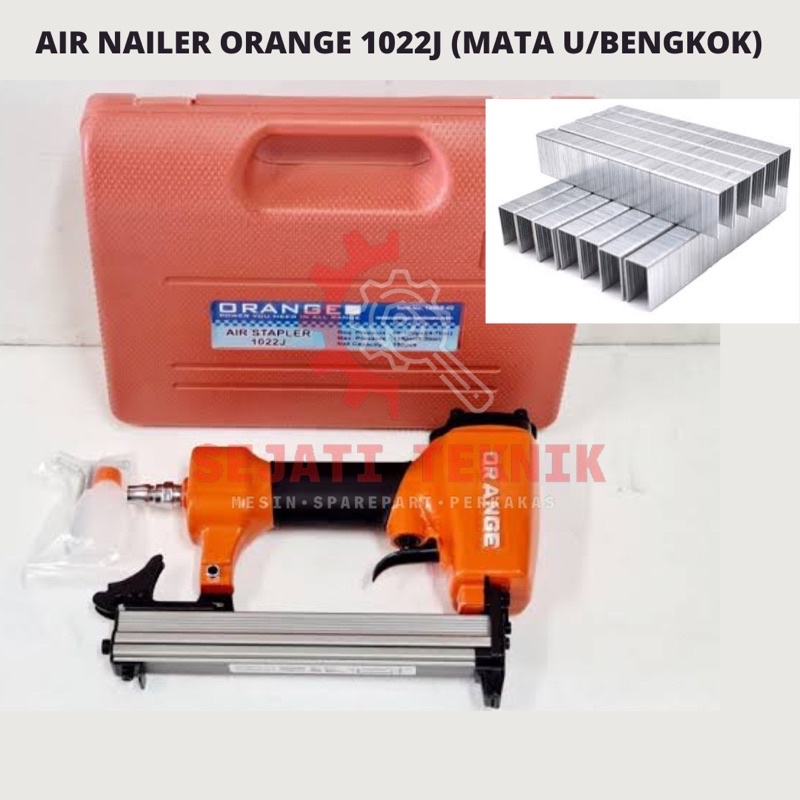 alat paku tembak kompresor orange 1022j air nailer gun staples angin paku tembak stapler 1022j orang