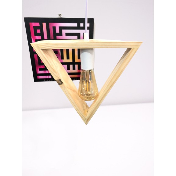 Kap lampu gantung minimalis kayu segitiga
