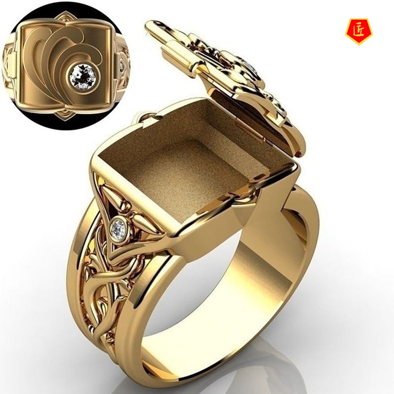 [Ready Stock]Hip Hop Punk 18K Gold Men's Ring Creative