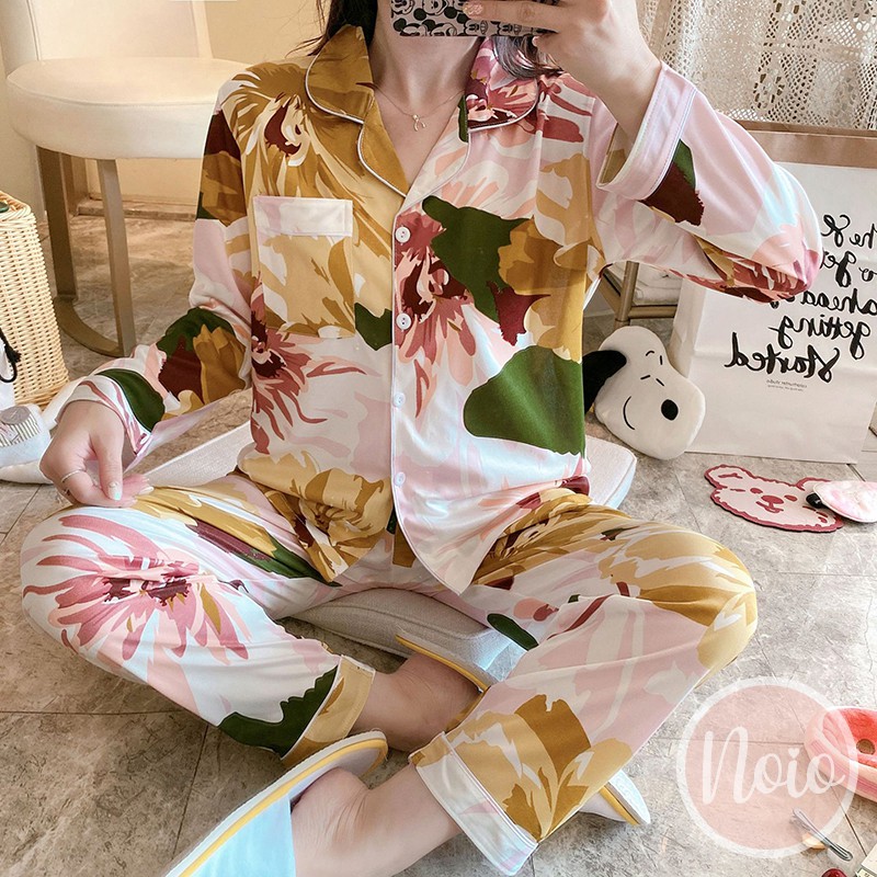 BAJU TIDUR WANITA BLOOMING FLOWER KOREA BUNGA PIYAMA WANITA DEWASA IMPORT ONE SET - LLP BLOOM-5