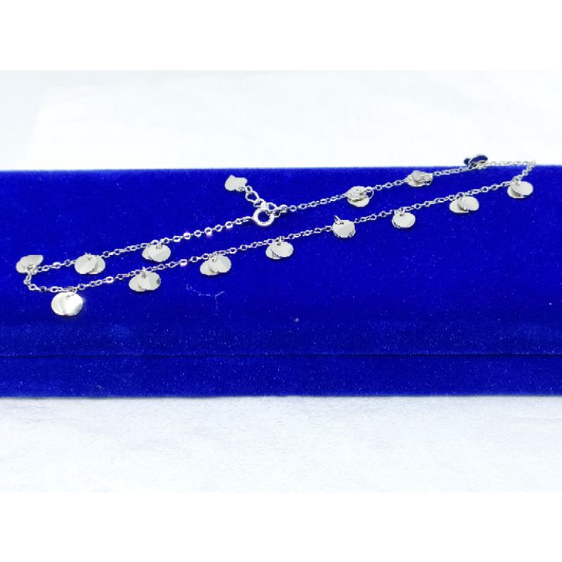 GELANG PERAK ASLI SILVER 925 LAPIS EMAS/GELANG KAKI RANTAI NORI+GANTUNGAN/ASLI SILVER/FASHION WANITA TERBARU