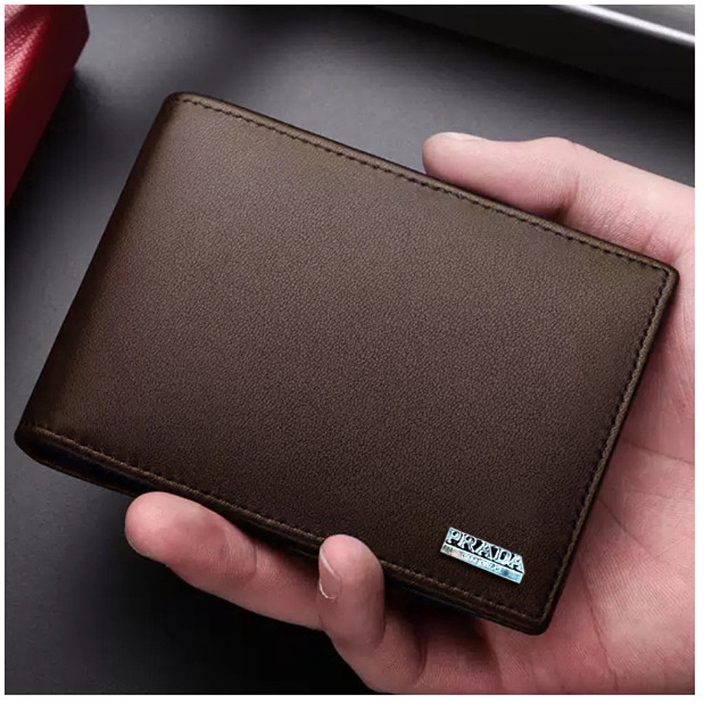 SHOPEE 6.6 SUPER SALE!! Dompet Kulit Pria Lipat Kartu Berkualitas Dompet Pendek pria Model Bifold Men Wallet Casual + Box