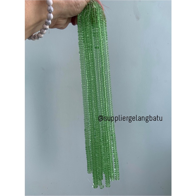 batu rondelle Stone Beads 3 x 8mm green quartz pembatas tasbih kuarsa