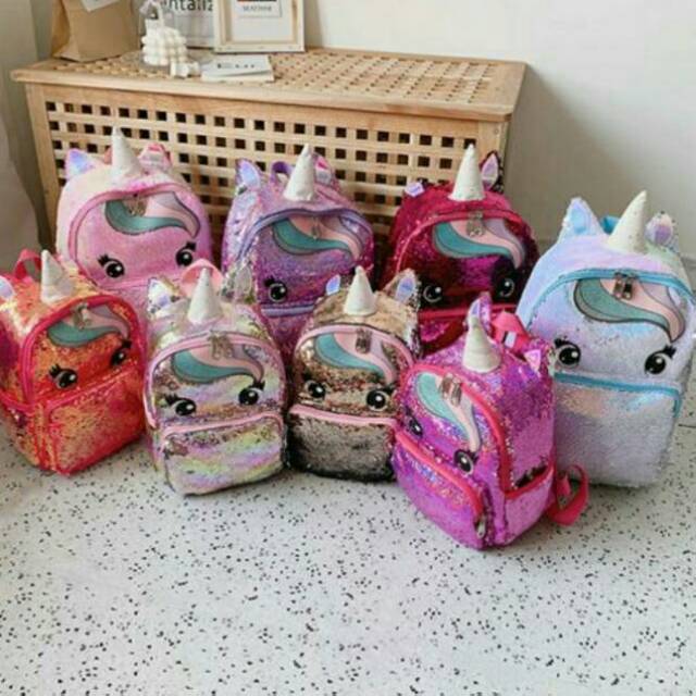 Tas ransel usap unicorn sequin