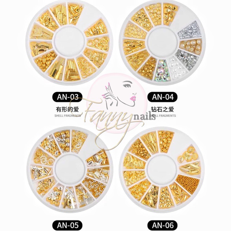 Nail acc wheel mix shape PREMIUM / rhinestone swarovski gold metal nail line dot japan nails