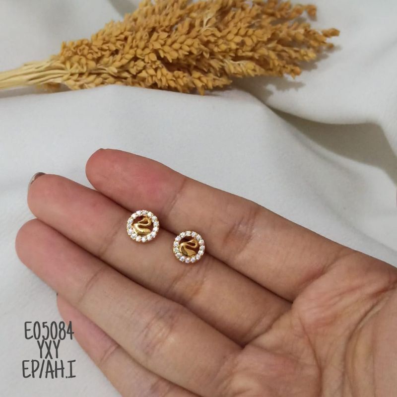 Anting Yaxiya Stud Angsa Zircon warna Gold E05084