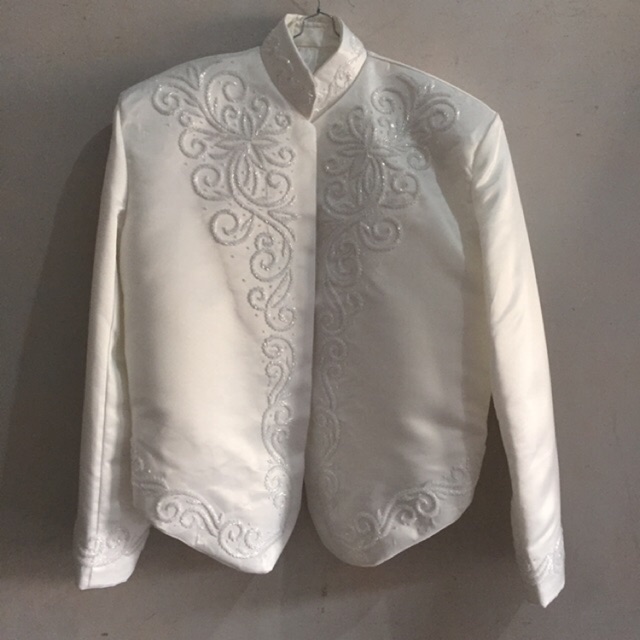 Beskap jawa solo putih tulang adat jawa resepsi akad nikah set selop