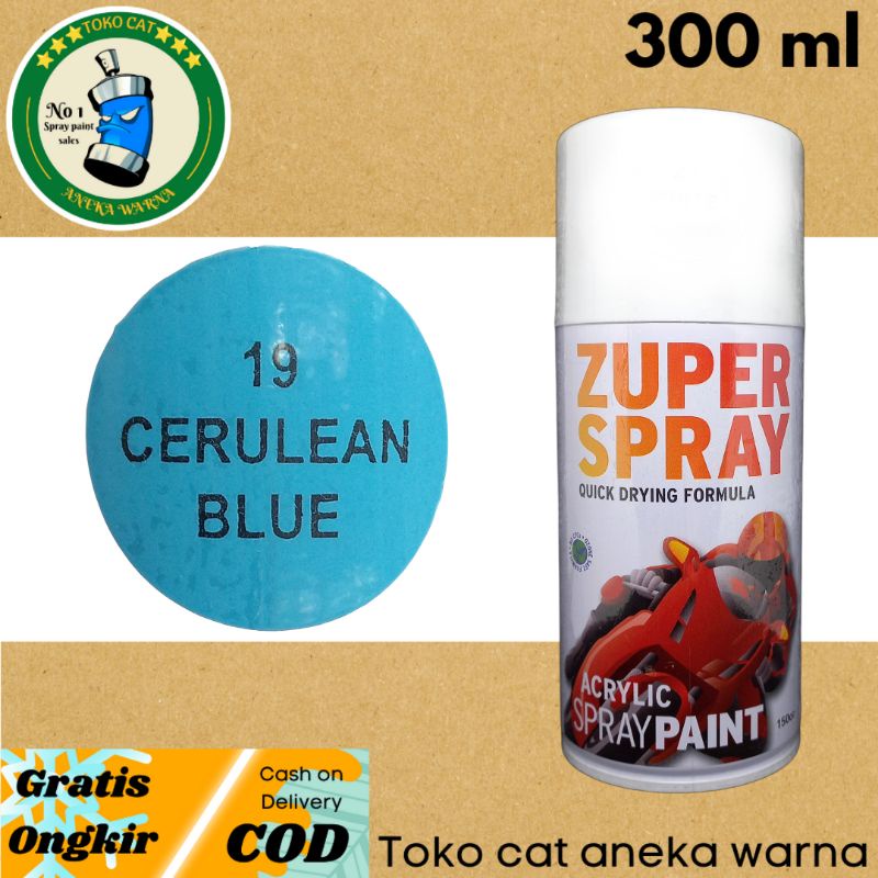 cat semprot 300cc cerulean blue biru zuper spray produk dari rj london spray paint pilok pilox