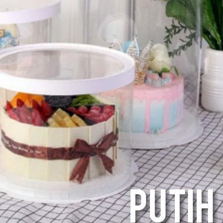 

Cake Box Bulat Dus Kue Kotak Kue Transparant Mika PET 22x22 cm