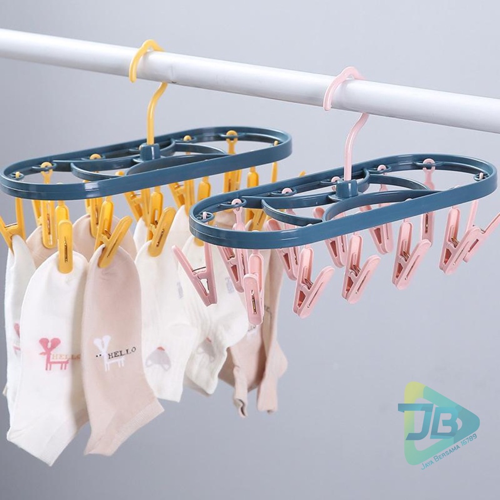 RT52 gantungan hanger hook jepit jepitan jemuran jemur baju kaos kaki jepit 12 klip JB5349