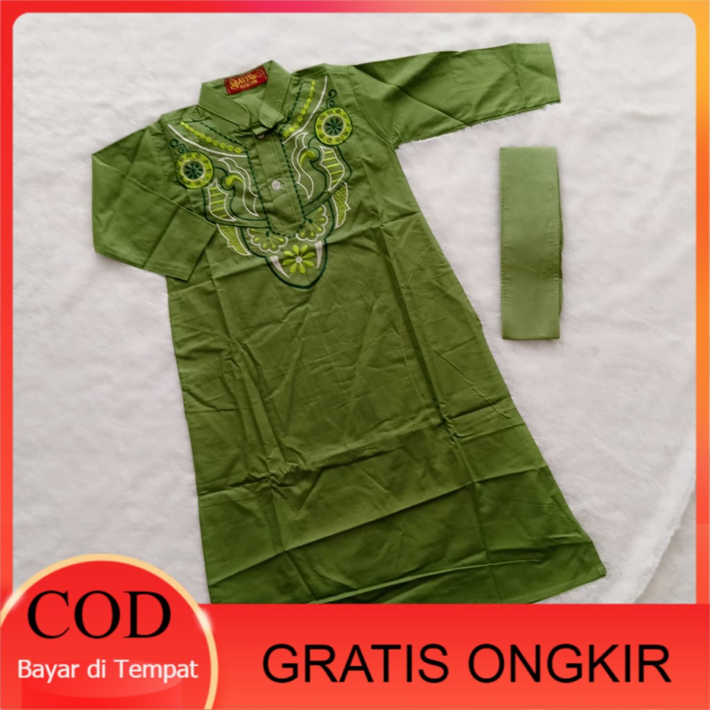Baju anak Muslim Laki laki Baju Koko Jubah Anak Warna Hijau