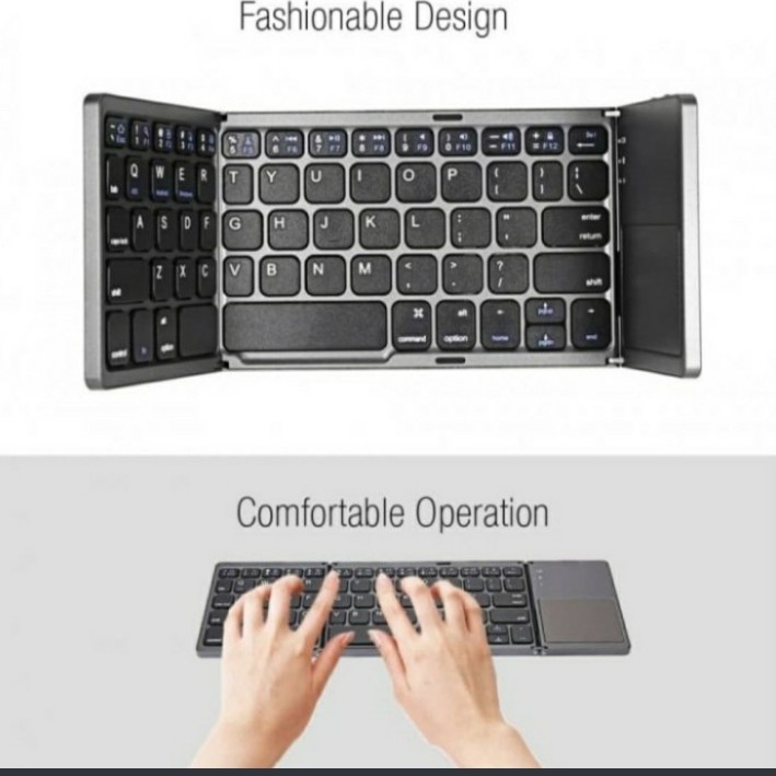 Foldable Wireless bluetooth Keyboard 3 Layers with Touchpad, Keyboard Lipat B033