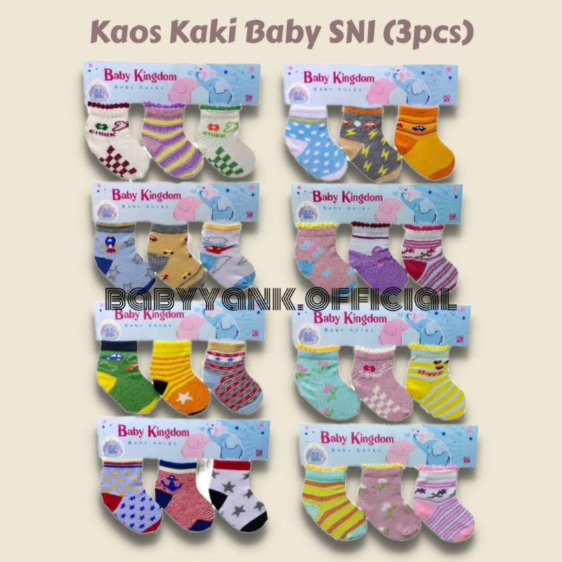 ♥BabyYank♥ [3 Pasang] Baby Kingdom Kaos Kaki 3in1 - Kaos Kaki Bayi BOY &amp; GIRL / KAOS KAKI BAYI MURAH