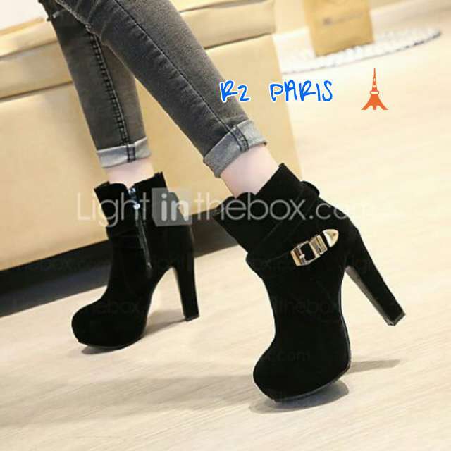 High Heels Boots HEBOX Merah & Hitam