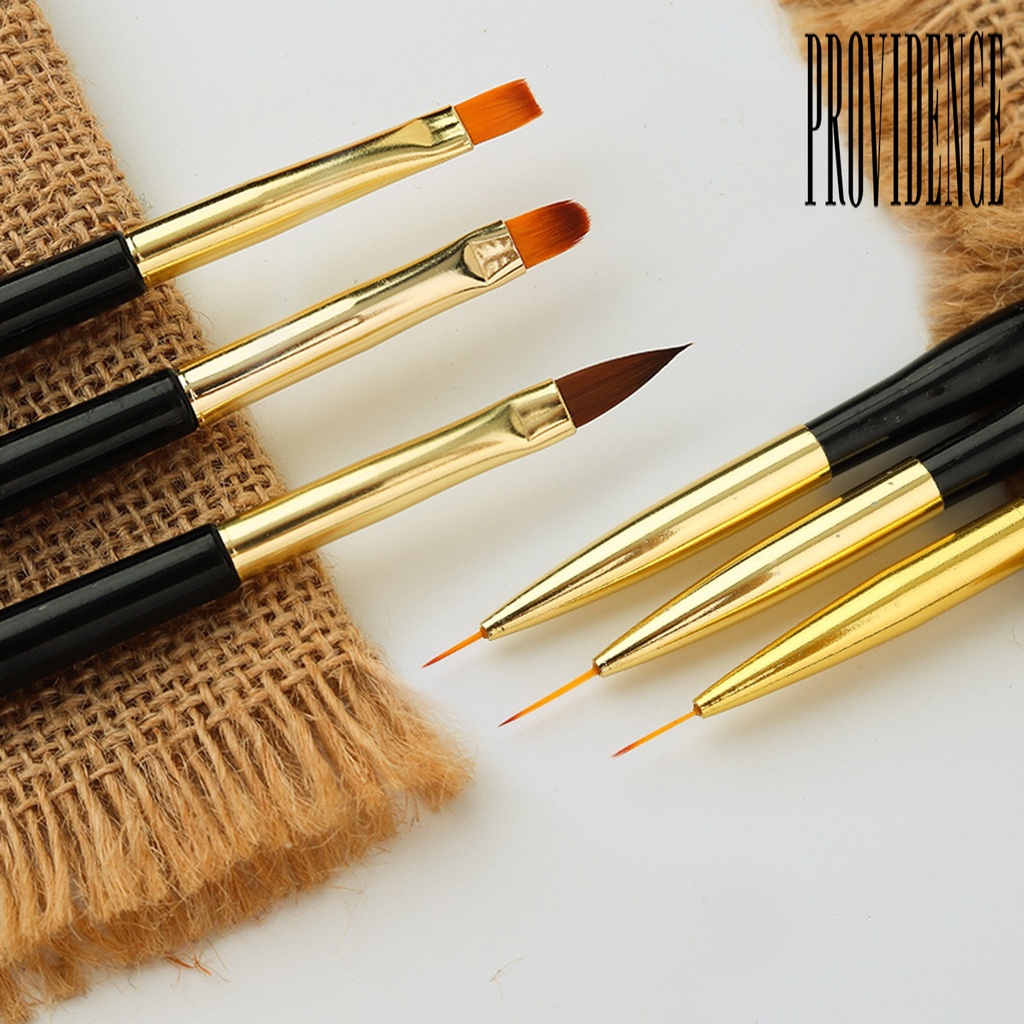 Providence 3Pcs / Set Brush Dotting Pen Nail Art Bulu Lembut Gagang Plastik