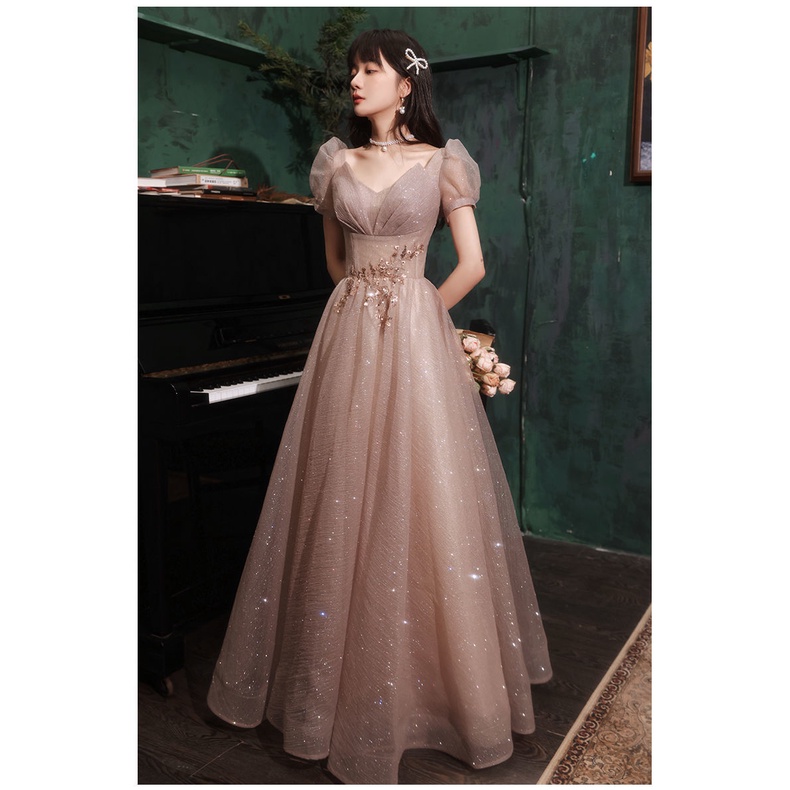 Gaun malam perjamuan gaun baru wanita biasanya bisa memakai pembawa acara gaun rok panjang temperame