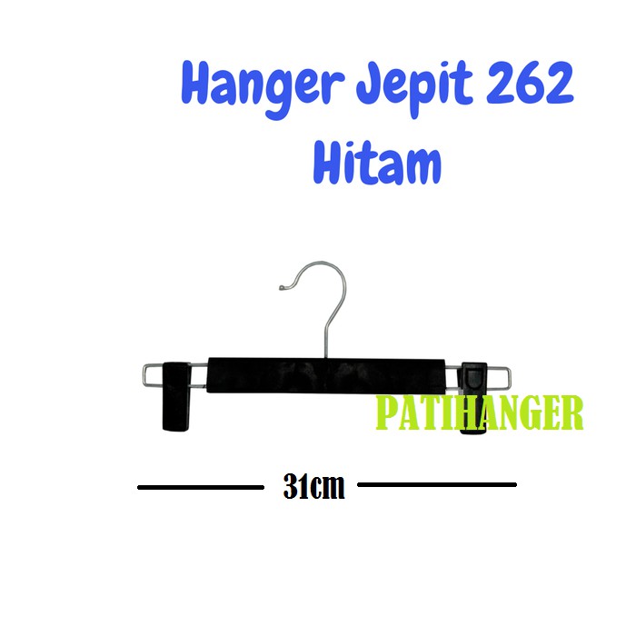 Hanger Gantungan Jepit Dewasa Hitam  Celana/Rok Plastik Warna Hitam Code 262 (P 30cm)