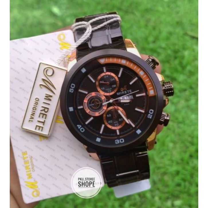 JAM TANGAN PRIA MIRETE ORIGINAL PALT HITAM