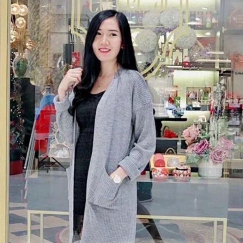 PROMO !! VEGGA CARDI - Cardigan Long Belle Outer Oversize-Abu Muda