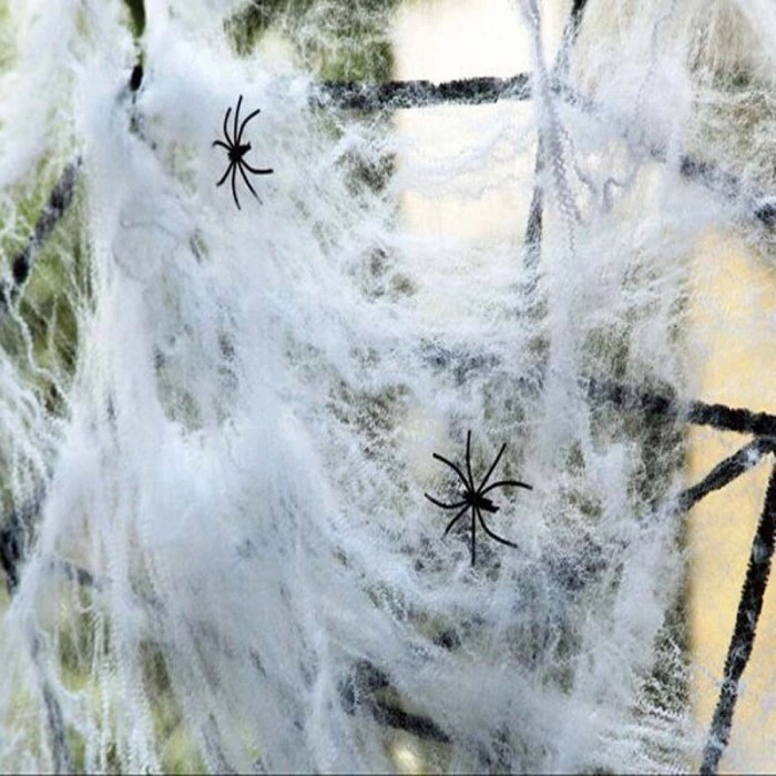 Kapas Sarang Laba Laba Dekorasi Halloween Spider Web Putih Dekor Seram