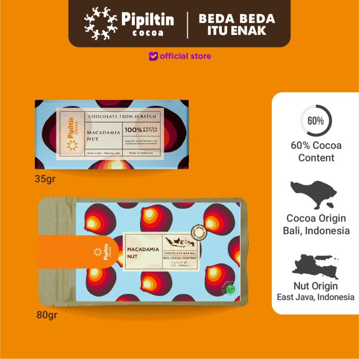 

SELAI- PIPILTIN COCOA CHOCOLATE - CHOCOLATE BAR MACADAMIA NUT - 35GR -SELAI.