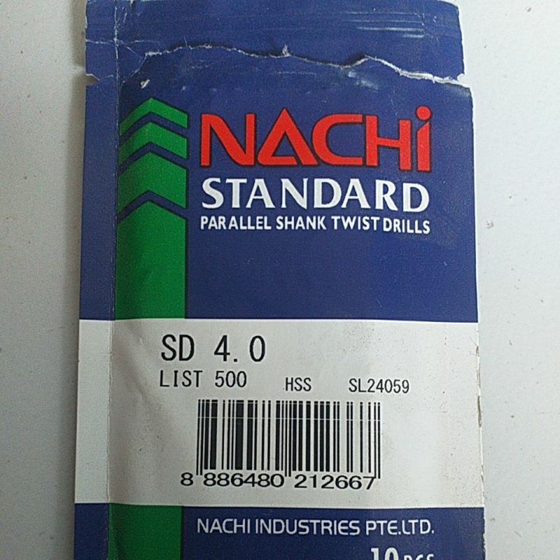 mata bor besi 4mm nachi / mata bor hss 4mm nachi