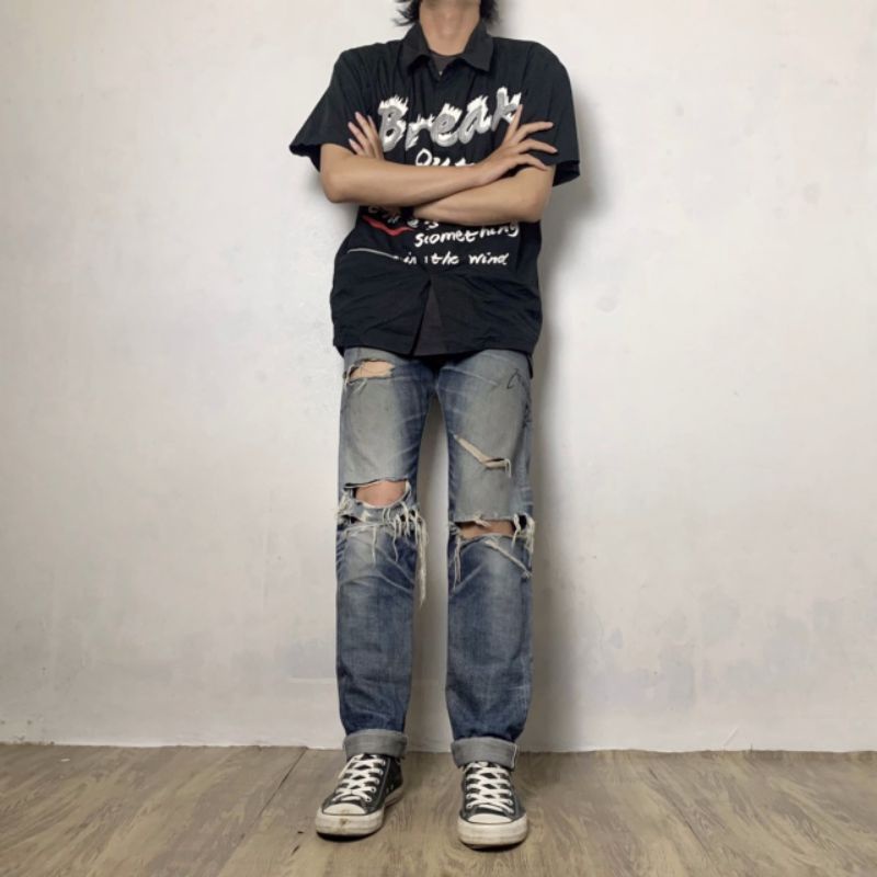 slash number short shirt + knitwear baboo