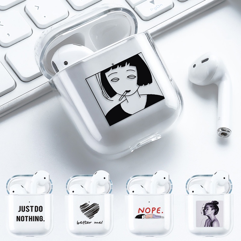 Case Motif Lukisan Perempuan Untuk AirPods 1 2