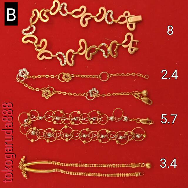 Rantai tangan tali anak dan dewasa emas asli kadar 700 70% 22 18cm 2 dua - 6 enam g gr gram variasi merica cantik