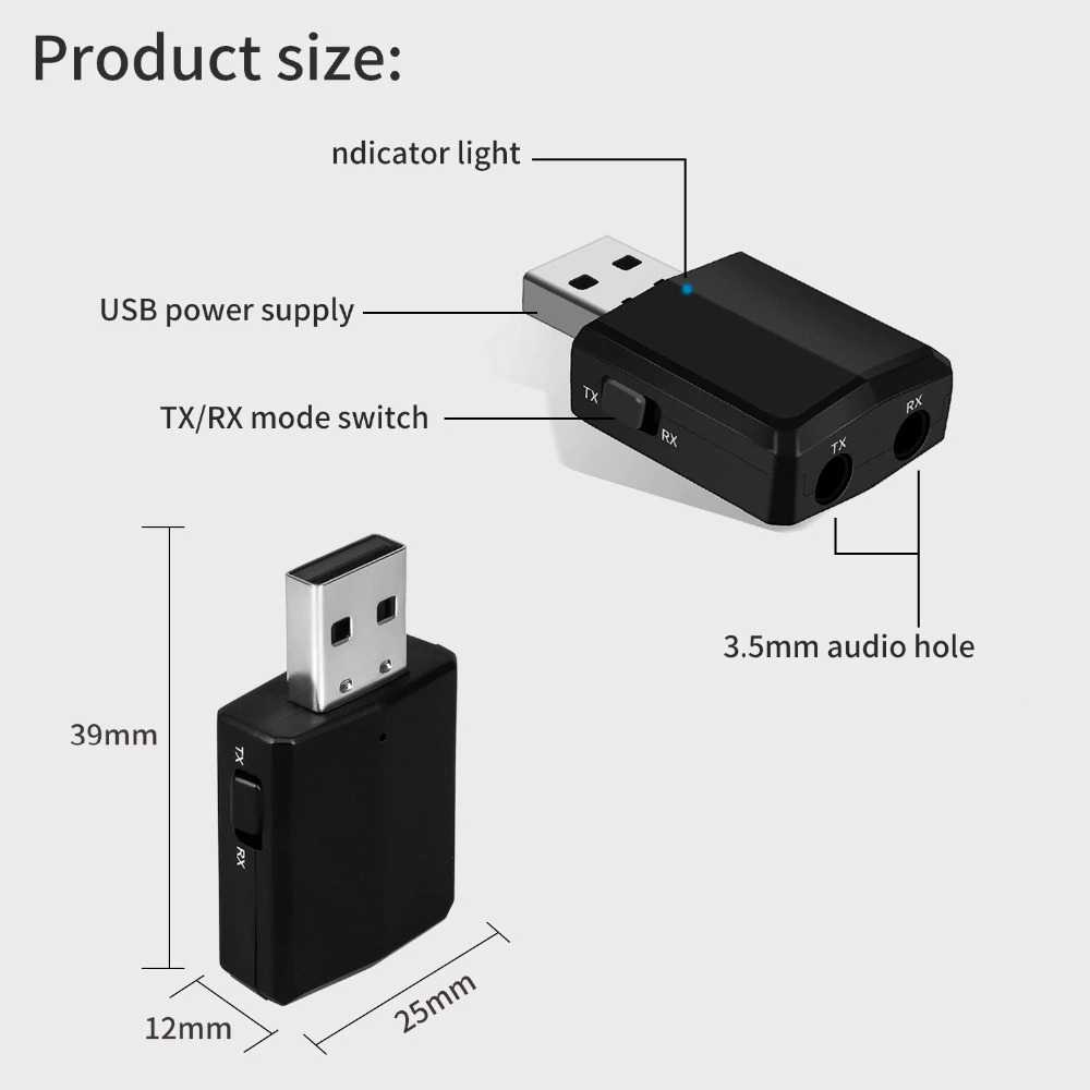 IDN TECH - GOOJODOQ USB Dongle Bluetooth 5.0 Transmitter Receiver - ZF-169 Plus