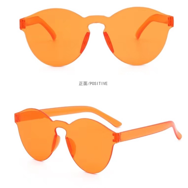 DIKIRIM DARI JAKARTA - Harga murah Kacamata Transparan Port Frameless Tren Pasangan kacamata Simple Kacamata Fashion-13 C20 oranye red
