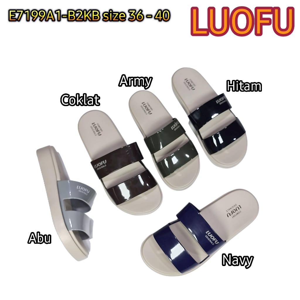 jelly sandal wanita slop ban 2 luofu karet import sendal cewek E7199A1-B2KB