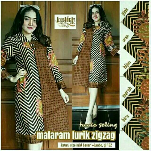 TUNIK SELING MATARAM LURIK ZIGZAG JUMBO BUSUI FRIENDLY BUMIL DRESS BATIK
