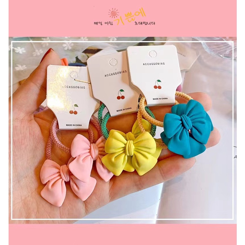 1 Set(2pcs) Ikatan Rambut Pita Busur Korean Style Untuk Anak Perempuan