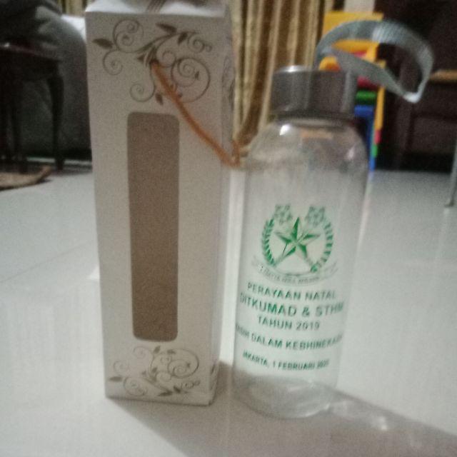 Souvenir Tumbler Kaca Souvenir Pernikahan  Botol Kaca + Free Sablon Satu Warna