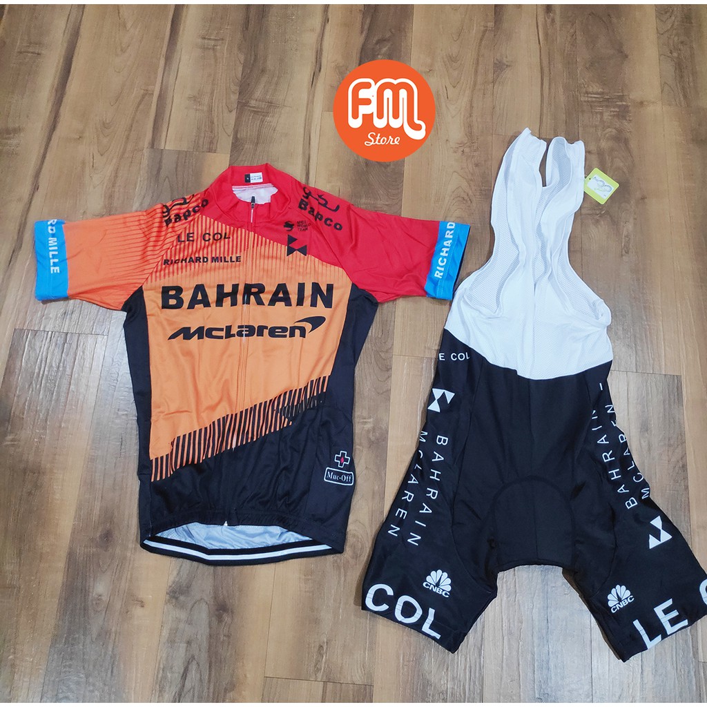 Jersey Road Bike Bib Short Set Team Bahrain Mclaren Baju Sepeda