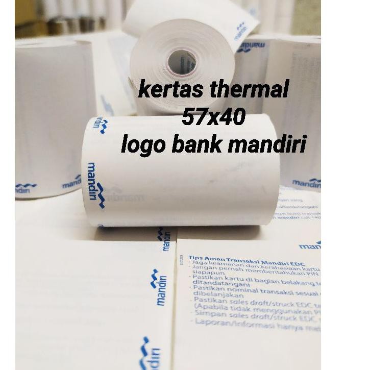 

JAM Kertas Struk Thermal Paper Rol 58x40 57x40 logo bank mandiri coreles Termal EDC Thermal Printer