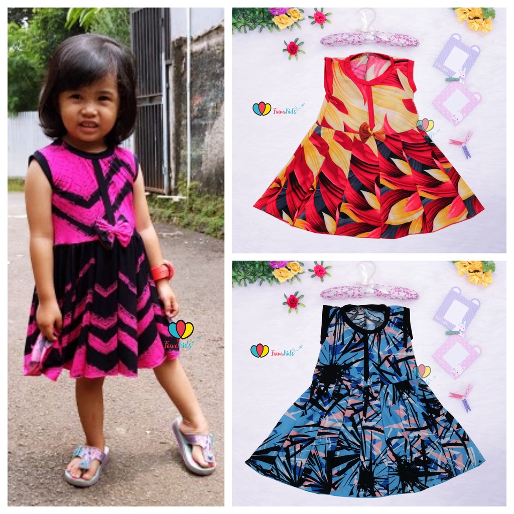 Dress Lala uk. 1-2 Tahun / Baju Anak Perempuan Murah Dres Yukensi Bahan Adem Motif Import Lucu