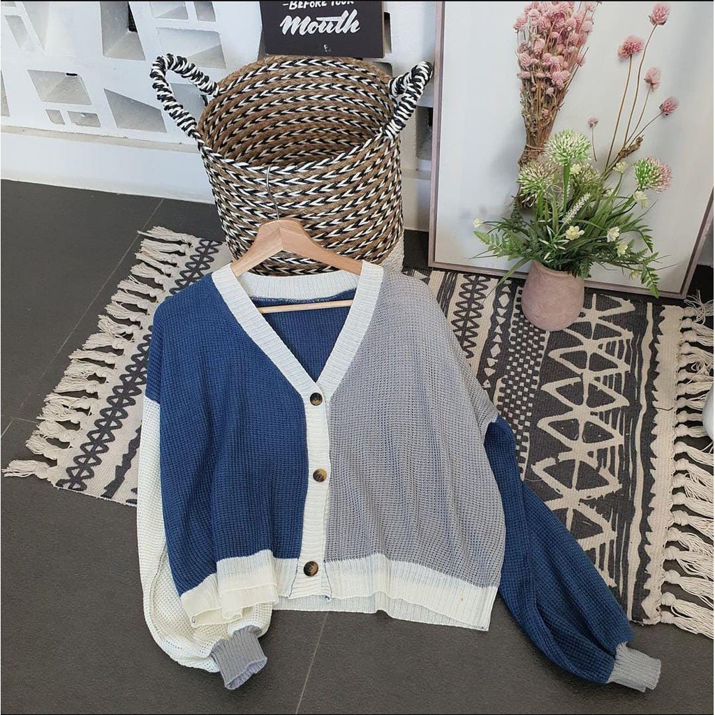 Hellen Cardie Rajut Jaket Sweater Hoodie Wanita Oversize Outerwear Pakaian Sweatshirt Korean-Denim