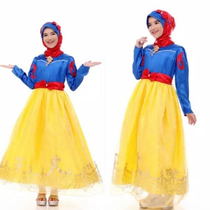 Kostum Dress Gaun Pesta Ultah Anak Princess Snow White Hijab Muslim Terlaris
