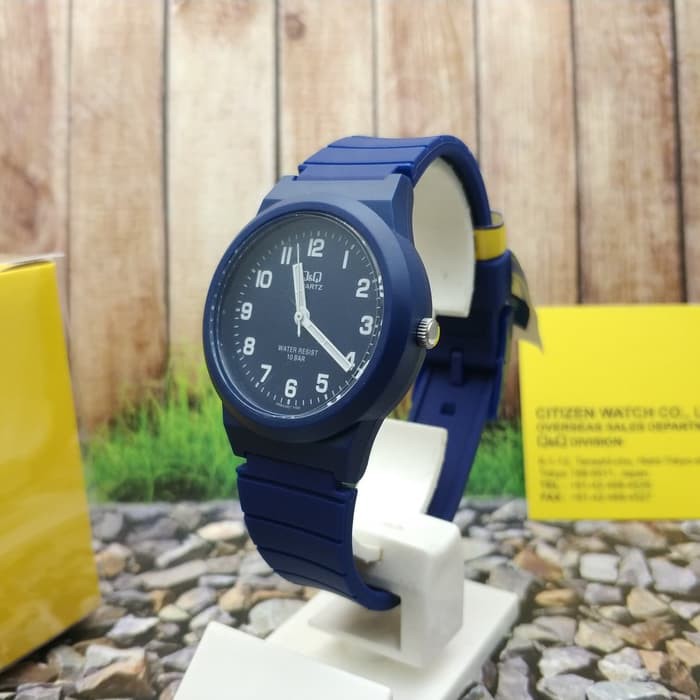 Q&amp-Q QnQ QQ Jam Tangan Analog Biru Tua Karet VR94J007Y Original
