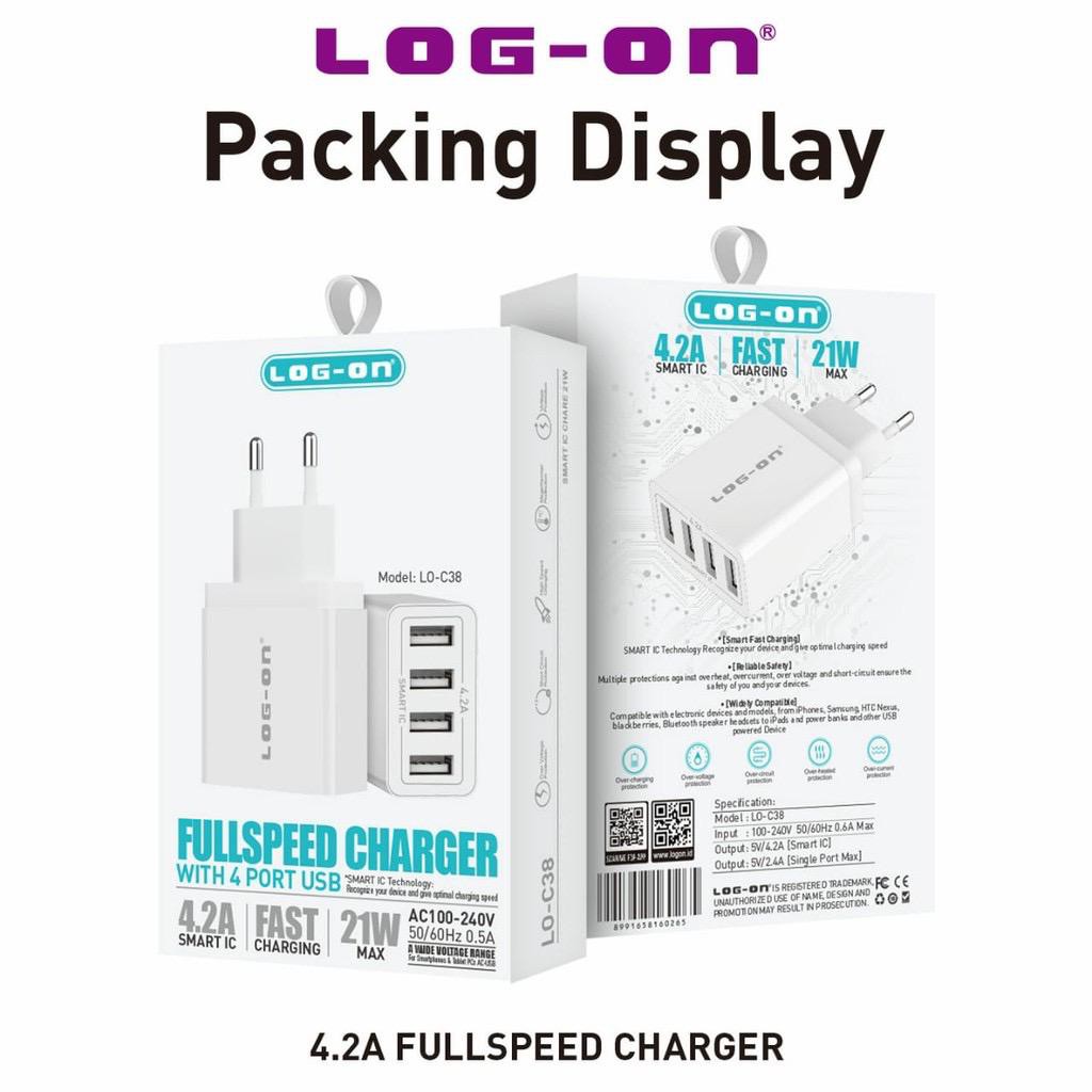 Adaptor Charger Log On LO-C40 4 Port USB 4.4A Fast /adaptor 6 Port USB 7A LO-C60 /4 USB 4.2A LO-C38