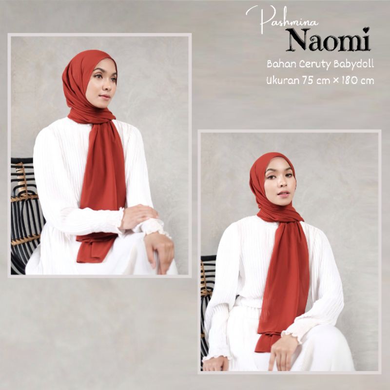TERLARIS !! TERMURAH !! HIJAB PASHMINA/JILBAB PASHMINA NAOMI CERUTY PREMIUM - BAHAN CERUTY BABYDOLL