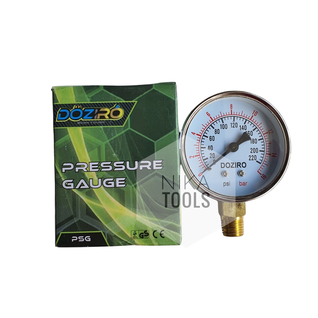 Pressure Gauge 16Kg Manometer Alat Ukur Tekanan Angin Doziro