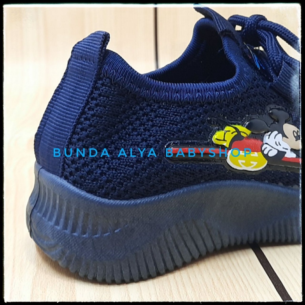 Sepatu Anak Laki Laki IMPORT Umur 2 Tahunan NAVY Elastis - Sepatu Anak Cowok Size 22 Kartun Lucu Alas Karet Anti Licin