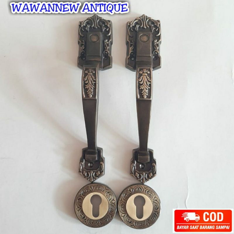 PROMO Handle Pintu / Gagang Pintu Rumah Gebyok Pagar Kuningan Motif Garas 28cm